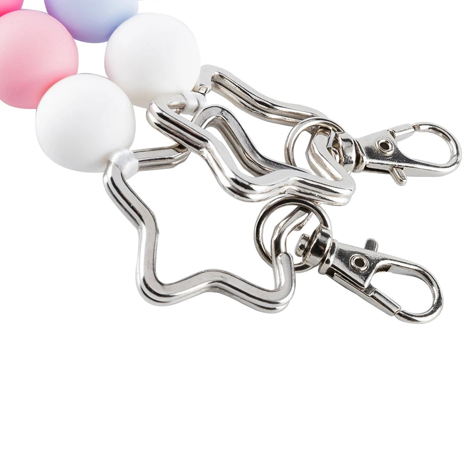 Let's Make Silicone Customize Name Keychain Silicone Beads Key Rings Handmade DIY Personalize Charm Jewelry Car Baby Teethers