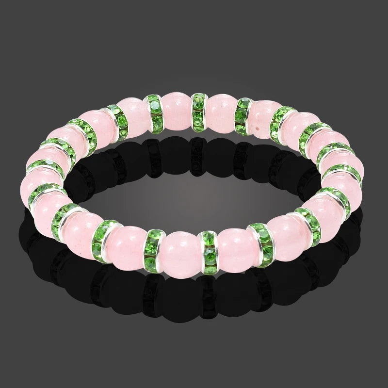 Hemasa  Natural Stone Beads  Stretchable Bracelet  / Pink Crystal Stone For Women