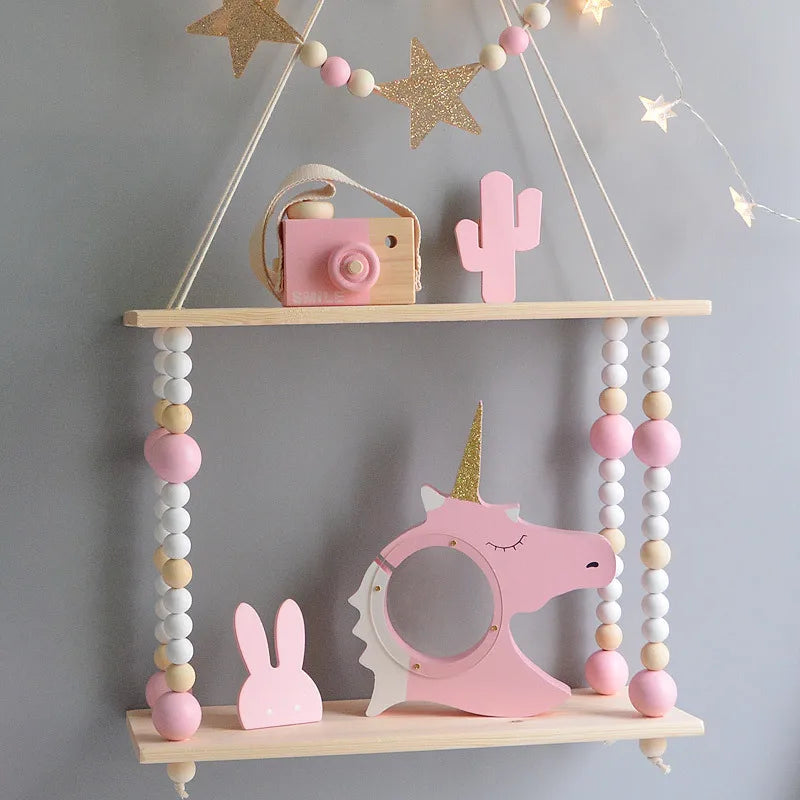 Kids Room Decoration Wooden Shelf For Kids Room Wood hooks Wall Wood Shelf For Children Boy Girl Room Wall Decor Shelf