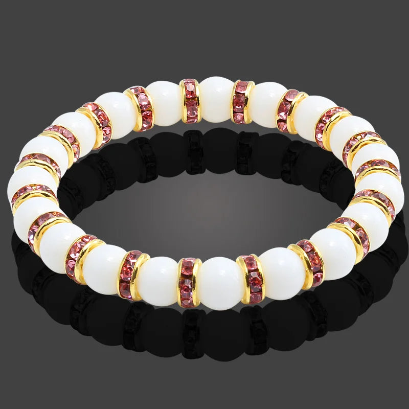 Heamsa e Natural Stone Chakra Stretchable  Bracelet