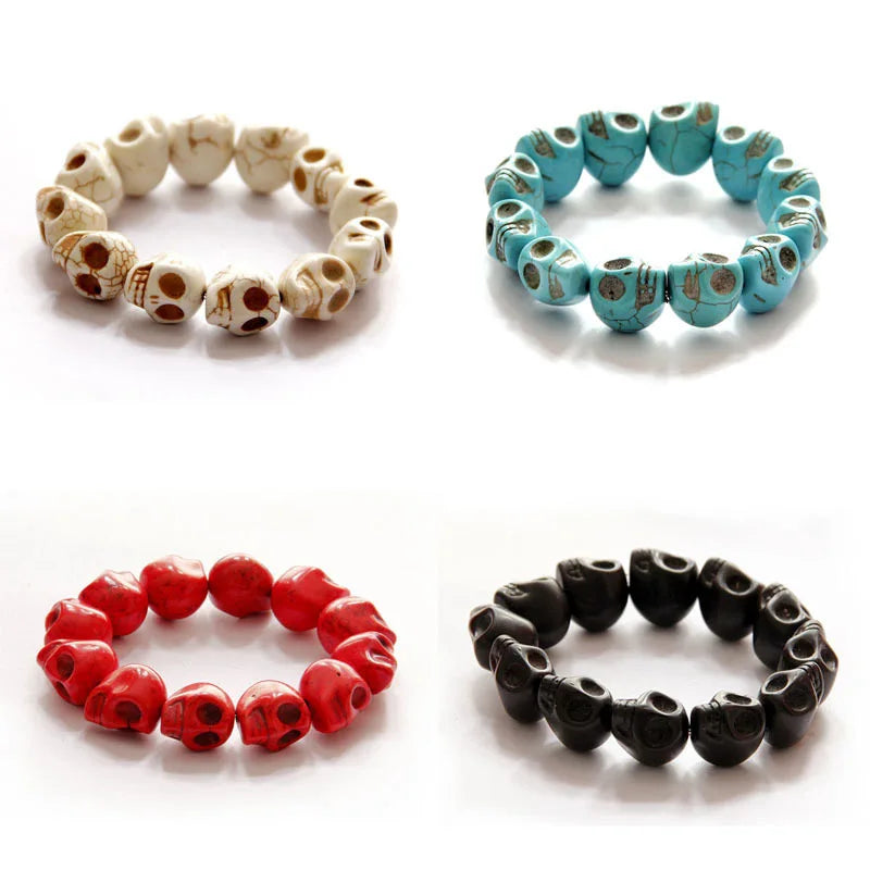 Hemasa Natural Stones Skull Stone Beads Bracelet
