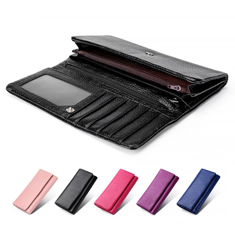 Tejesa Genuine Leather Women Wallets Coin Purse /Female Long Card Holder/ Lady Clutch Wallet with Phone Pockets