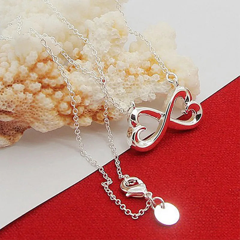 Hemasa 925 Silver Jewelry Link Chain Necklaces Women Wedding Fashion Heart Pendant Necklace Jewelry