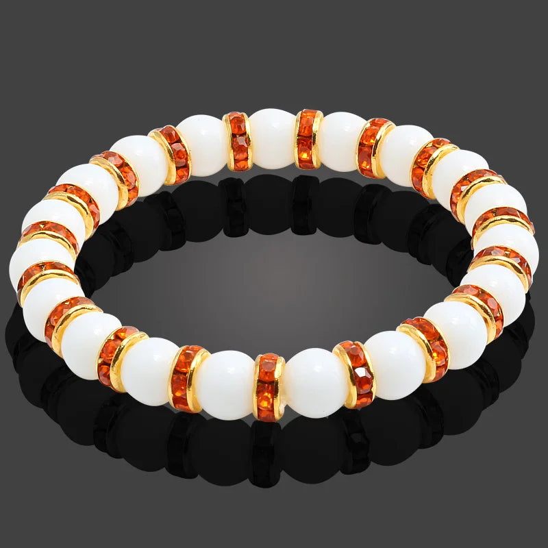 Heamsa e Natural Stone Chakra Stretchable  Bracelet