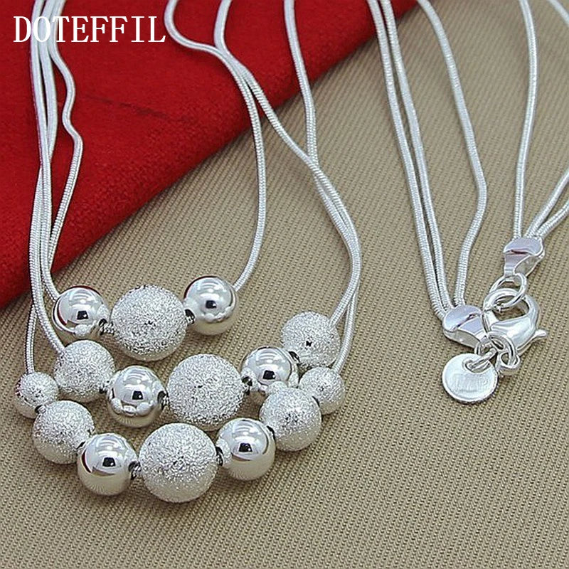Hemasa 925 Sterling Silver Smooth Matte Beads Necklace Snake Chain For Women Fashion Accessories Wedding Engagement Jewelry
