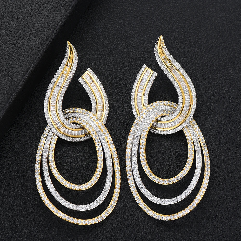 GODKI Luxury Water Drop Long Dangle Earrings For Women Wedding Cubic Zircon Crystal CZ Dubai Bridal Earring Fashion Jewelry 2023