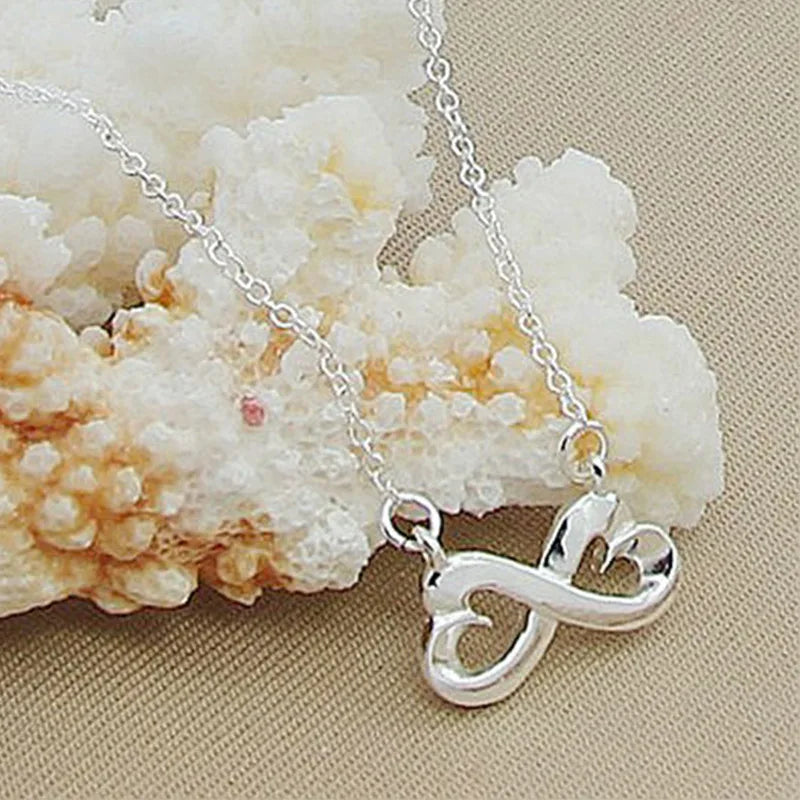 Hemasa 925 Silver Jewelry Link Chain Necklaces Women Wedding Fashion Heart Pendant Necklace Jewelry