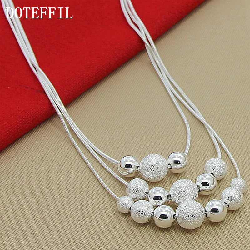 Hemasa 925 Sterling Silver Smooth Matte Beads Necklace Snake Chain For Women Fashion Accessories Wedding Engagement Jewelry