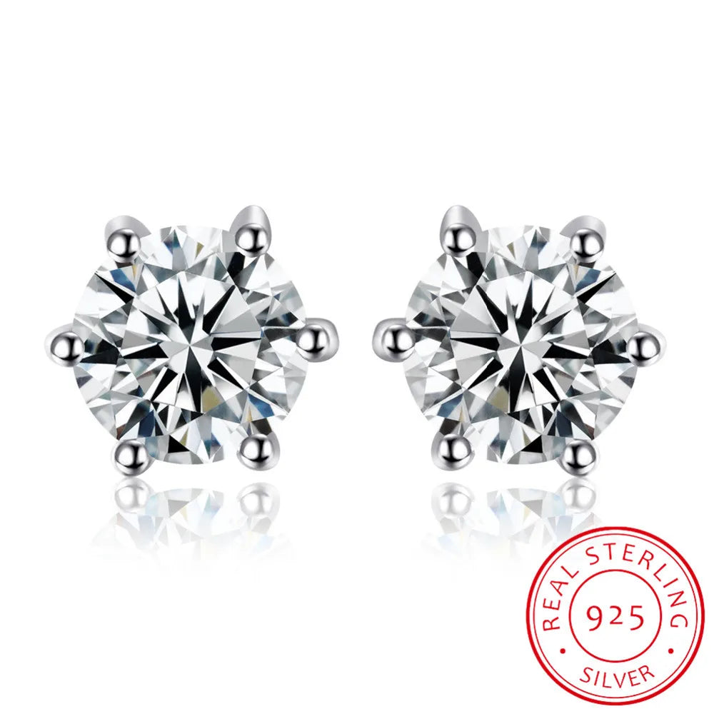 Lekani Round 1.2ct Natural White Topaz Earrings Stud Solid 925 Sterling Silver Anniversary Jewelry New Arrival Nice Gift