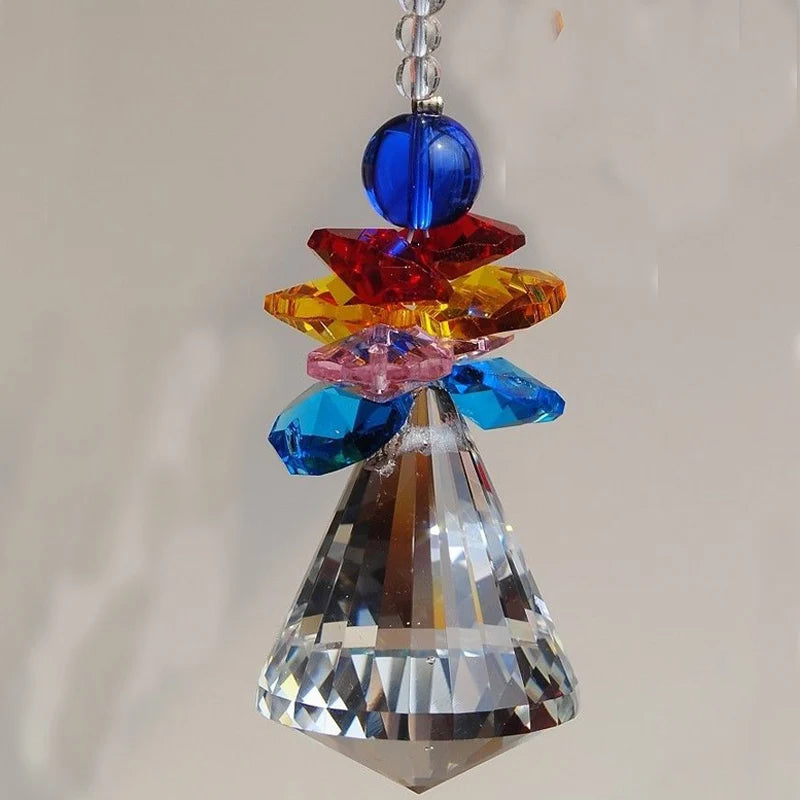 Hemasa 1PCS 30mm 40mm Hanging Chakra Crystal Handmade Angel Crystal Ball Suncatcher Pendant Window Ornament