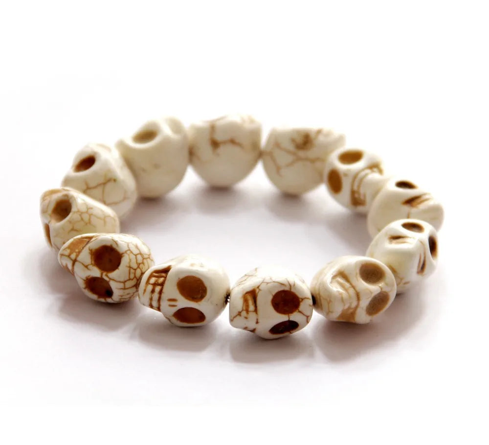 Hemasa Natural Stones Skull Stone Beads Bracelet