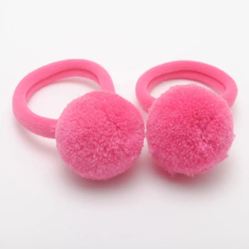 Cute Girls Ponytail Holders Kids Hair Clips Elastic Hair Bands Children Ball Hair Tie Pom Pom Elastic Hair Gum Rope Accessories