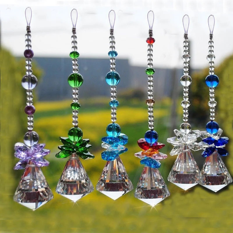 Hemasa 1PCS 30mm 40mm Hanging Chakra Crystal Handmade Angel Crystal Ball Suncatcher Pendant Window Ornament