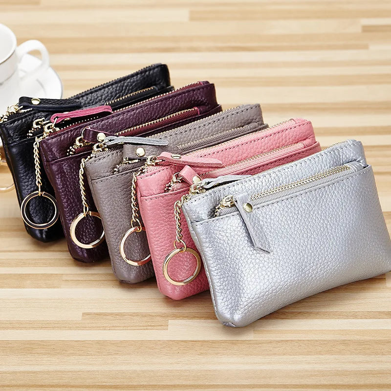 Genuine Leather Coin Purse Women Mini Wallet Change Purses Money Bags Children's Pocket Wallets Key Holder Small Zipper Pouch