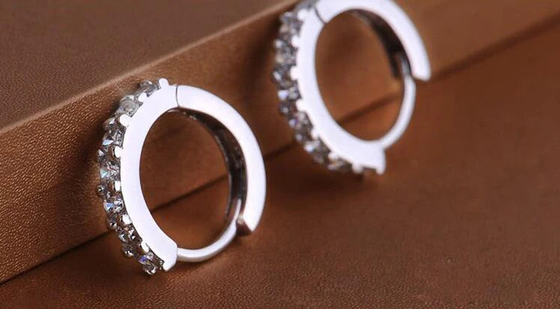 Baby 925 Silver 10mm Circle Zircon Small Hoop Earring For Kid Grils Child Woman Beautiful Aros Loop Huggies Earring Jewelry E024