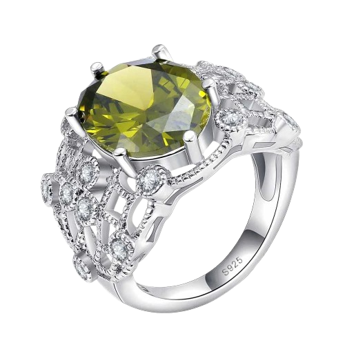 Hemasa 925 Sterling Silver And CZ Pop Elegant Yellow Round Crystal Stone Ring For Women's Birthday Gift Anniversary Jewelry