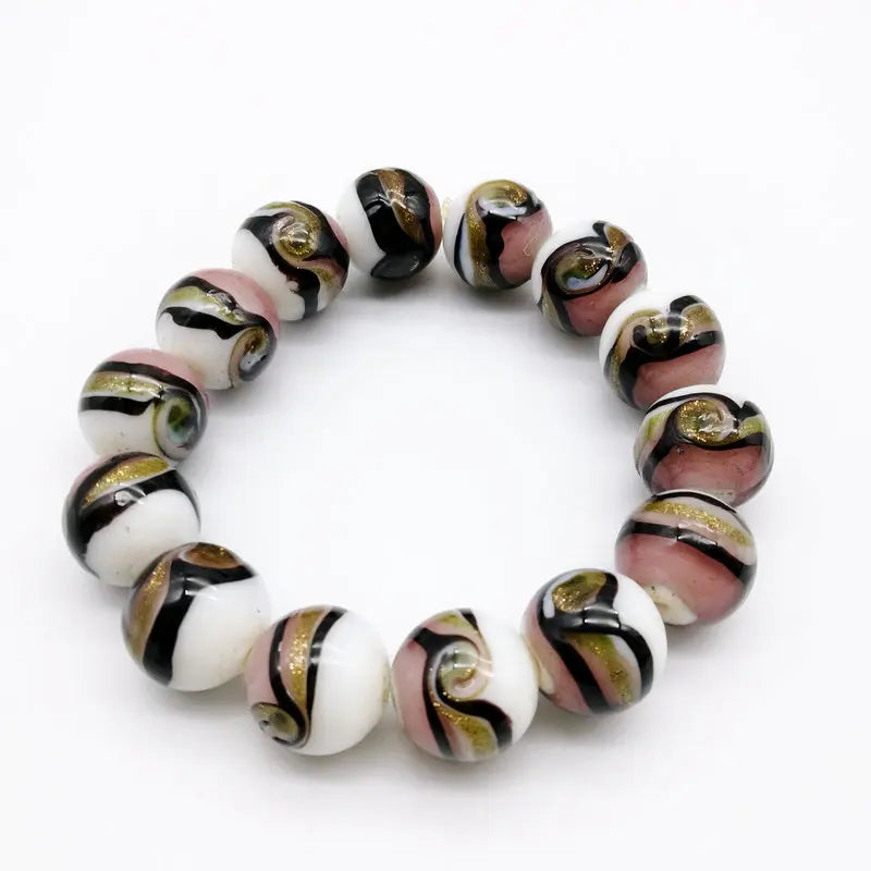 1PCS Fashion Circle Multicolor Lampwork Murano Glass Bangle Red Black Bracelet 14 MM