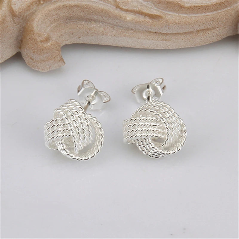 Hemasa  925 Sterling Silver Elegant Soft Winding Stud Earrings for Women