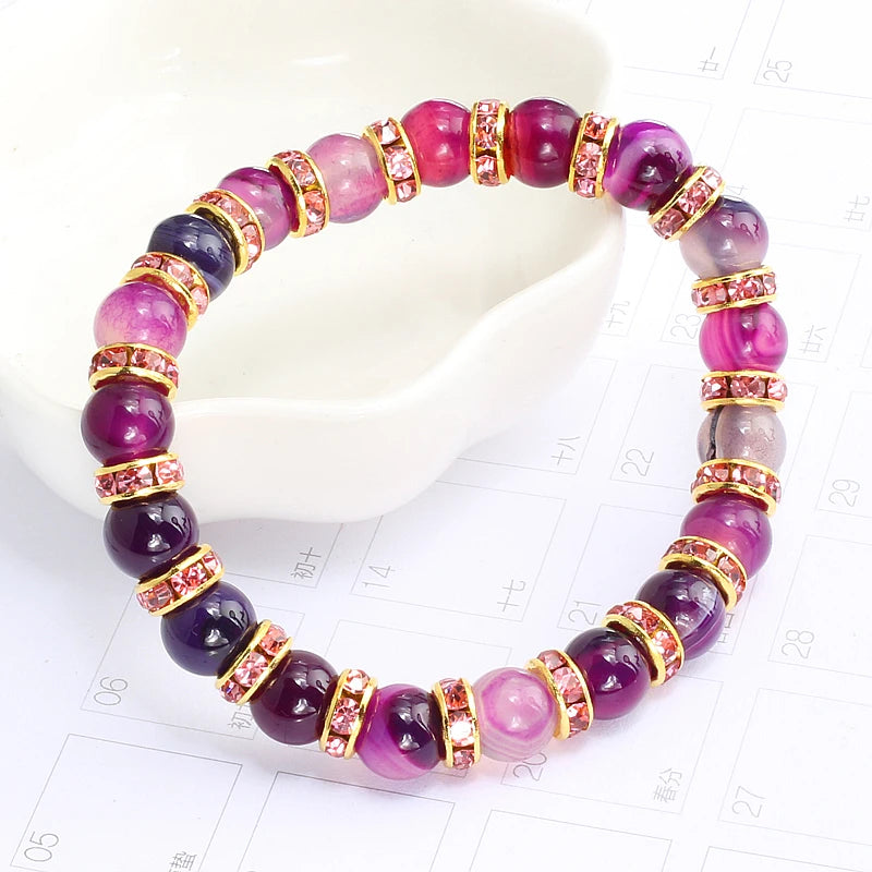 Hemasa  Agate Beads  Stretchable   Bracelet  / Natural Stone Bracele