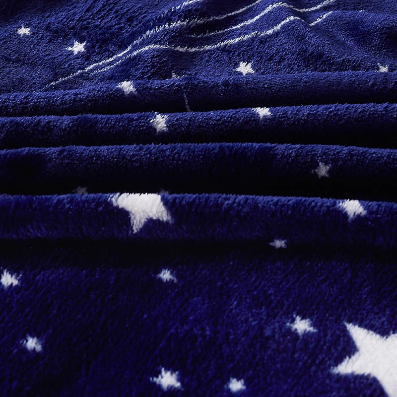 Bright Stars Bedspread blanket 200x230cm High Density Super Soft Flannel Blanket to on for the Sofa/Bed/Car Portable Plaids