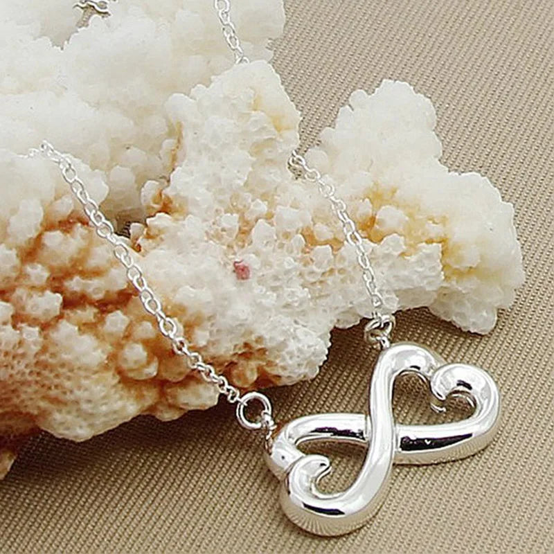 Hemasa 925 Silver Jewelry Link Chain Necklaces Women Wedding Fashion Heart Pendant Necklace Jewelry