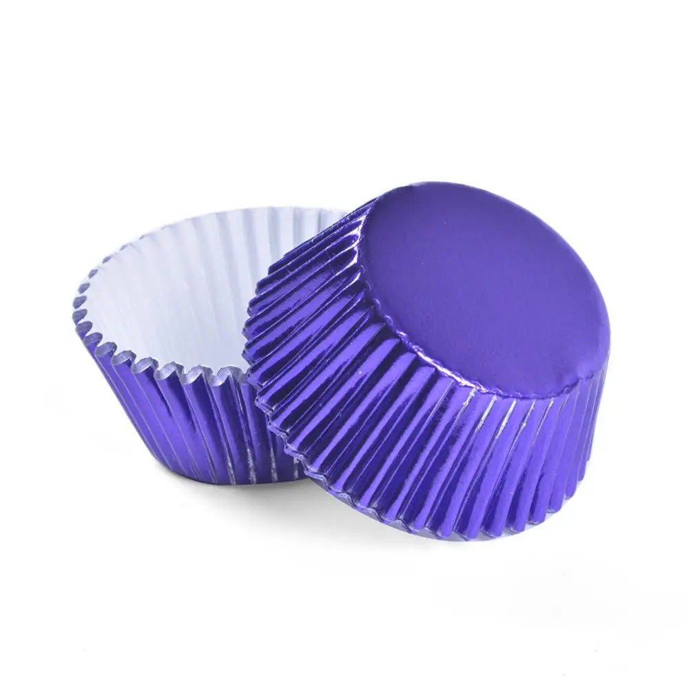 Tejesa 100pcs Thickened Aluminum Foil Cups Cupcake Liners Mini Cake Muffin Molds for Baking