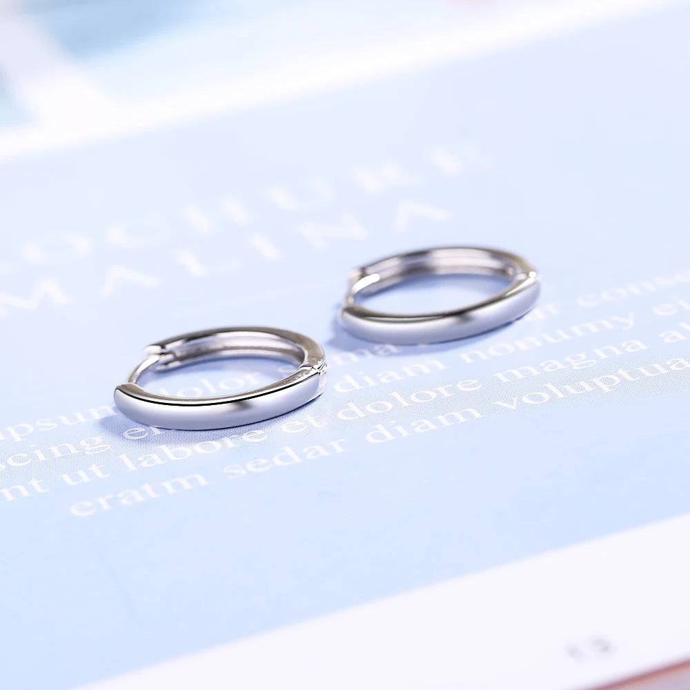 Smooth Round Hoop Earrings Genuine 925 Sterling Silver 14mm For Men Woman Trendy Circle Earrings Thick Than Normal One