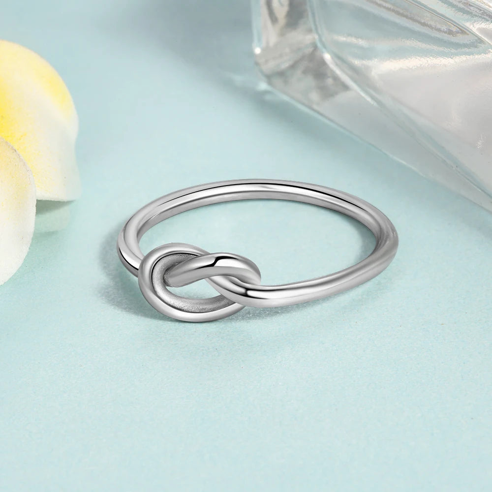 JewelOra Genuine 925 Sterling Silver Knot Rings for Women Girls Female Finger Jewelry Birthday Gift for Best Friend