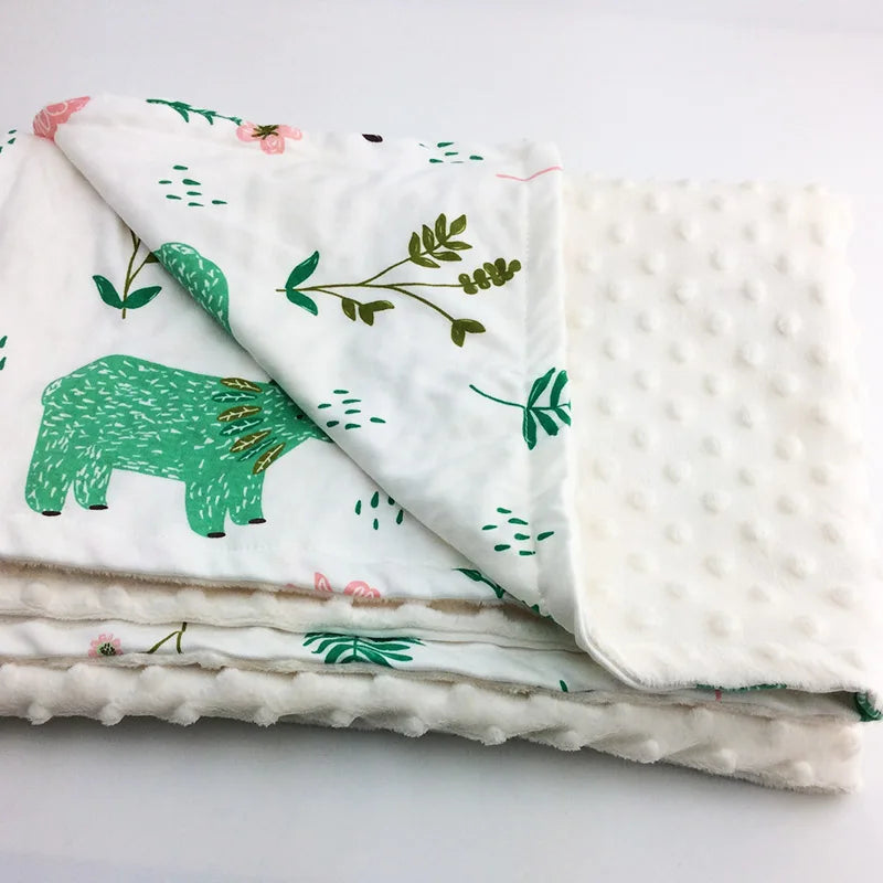 Tejesa Knitted Cotton bean fleece double-sided baby blanket swaddle children's blanket cartoon soft and comfortable newborn quilt