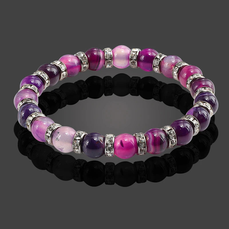 Hemasa  Agate Beads  Stretchable   Bracelet  / Natural Stone Bracele