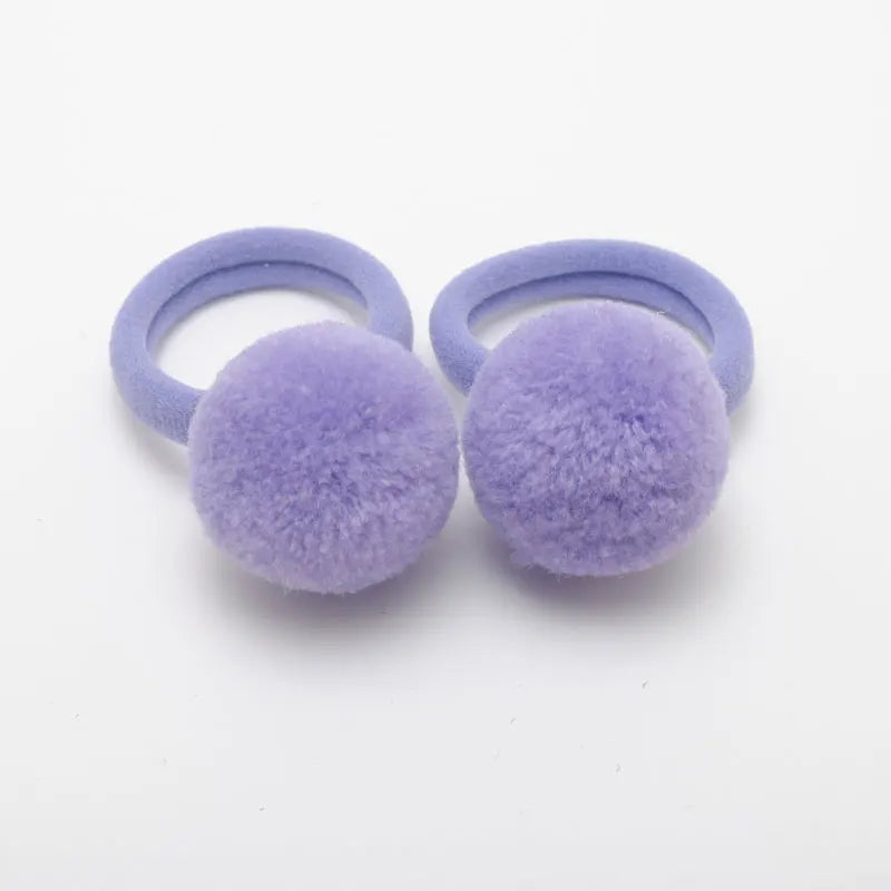 Cute Girls Ponytail Holders Kids Hair Clips Elastic Hair Bands Children Ball Hair Tie Pom Pom Elastic Hair Gum Rope Accessories