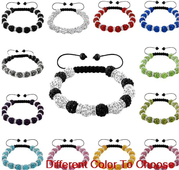 Hemasa 10mm Multicolor  Crystal Clay Disco Pave Ball bead  Bracelets Bangles spacer men women charm