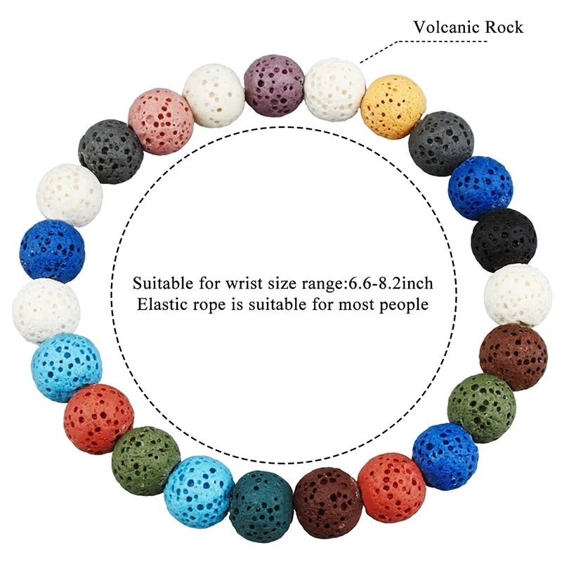 Hemasa   12 Colors Rock Lava Stone Beads Bracelet  for Women/Girls