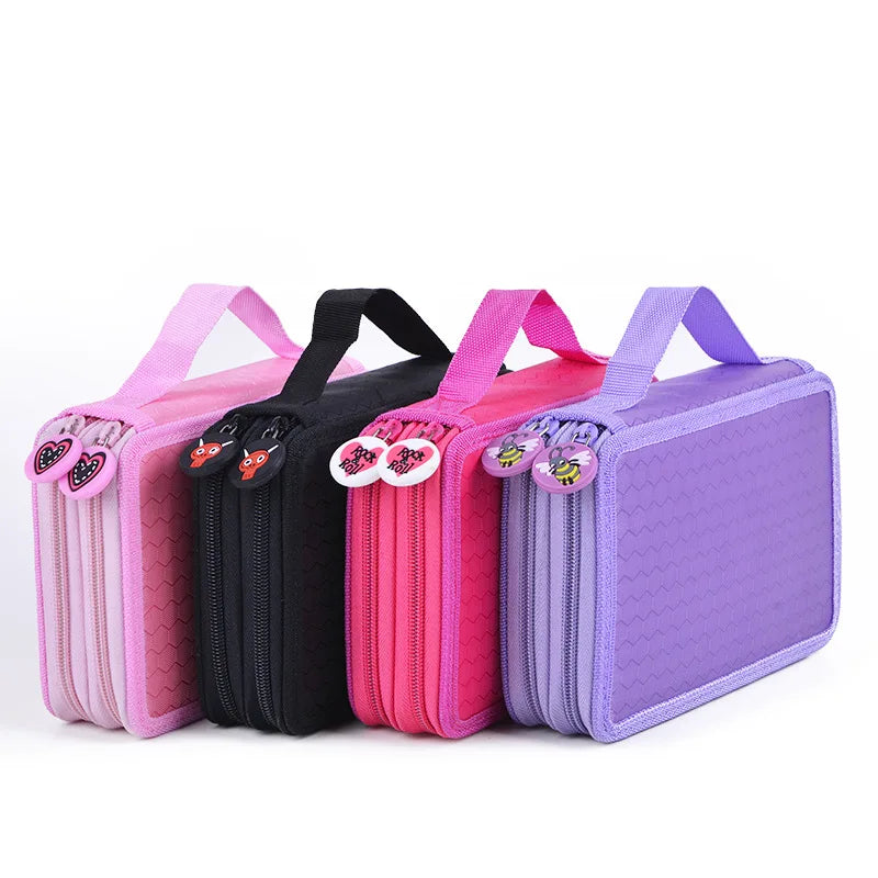 Hemasa 35 Holders 2 Layer Cute School Pencil Case For Girls Boys Zipper Big Capacity Painting Colored Pencil Bag Box Art Supplies