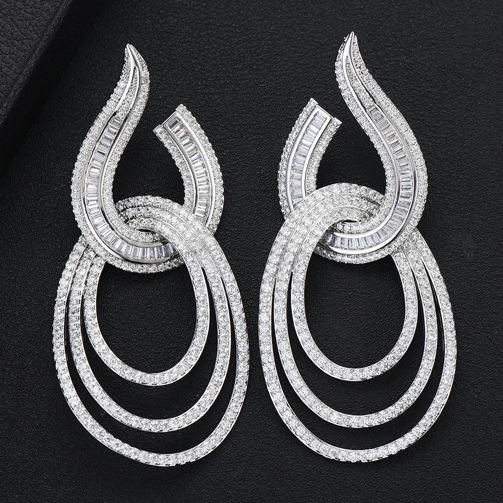 GODKI Luxury Water Drop Long Dangle Earrings For Women Wedding Cubic Zircon Crystal CZ Dubai Bridal Earring Fashion Jewelry 2023