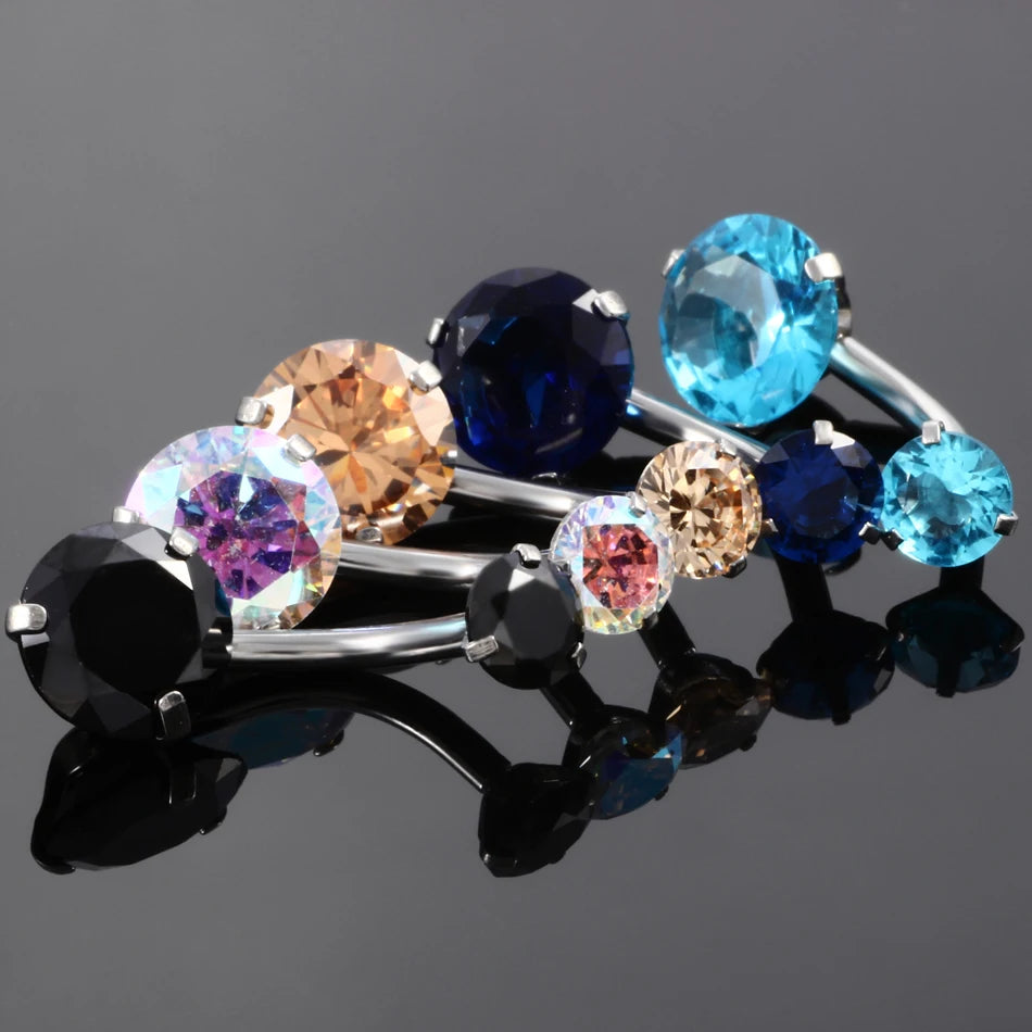 1PC Steel Crystal Zircon Body Jewelry Belly Button Rings Piercing Navel Bars Stud Ombligo Nombril Stud Piercings Jewelry