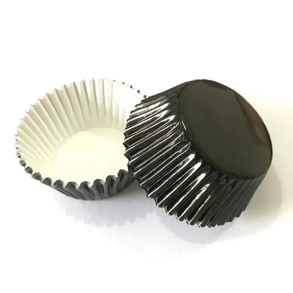 Tejesa 100pcs Thickened Aluminum Foil Cups Cupcake Liners Mini Cake Muffin Molds for Baking