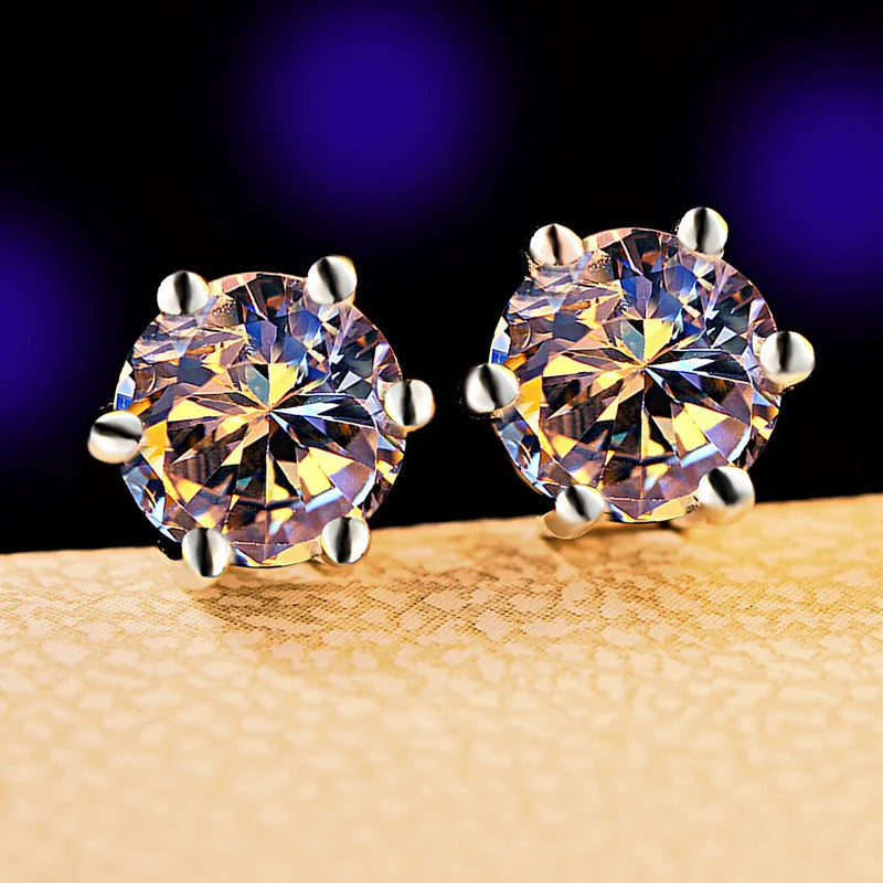 Lekani Round 1.2ct Natural White Topaz Earrings Stud Solid 925 Sterling Silver Anniversary Jewelry New Arrival Nice Gift
