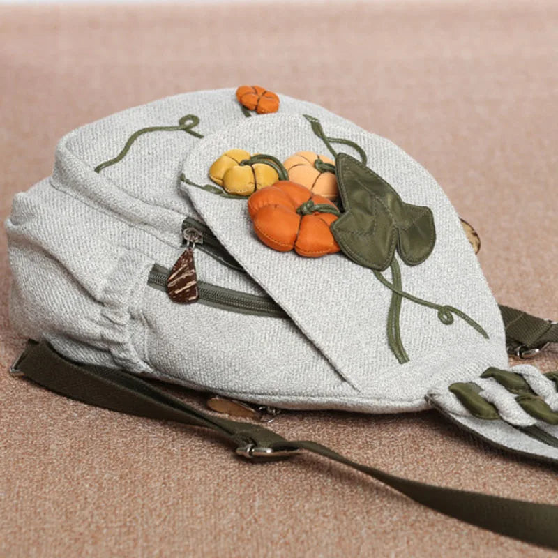 Luxury 3D Pumpkin Pattern Women Travel Backpack High Quality Linen Female Backpack Fashion Prettry Style Girls Daypack Backpack