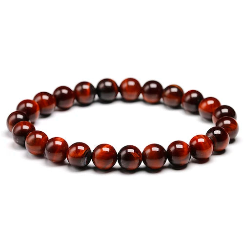 Tejesa Natural Stone Beads Red Tiger Eye Bracelet Strand Beaded Mens Buddha Bracelet For Women Male Yoga Handmade Jewelry