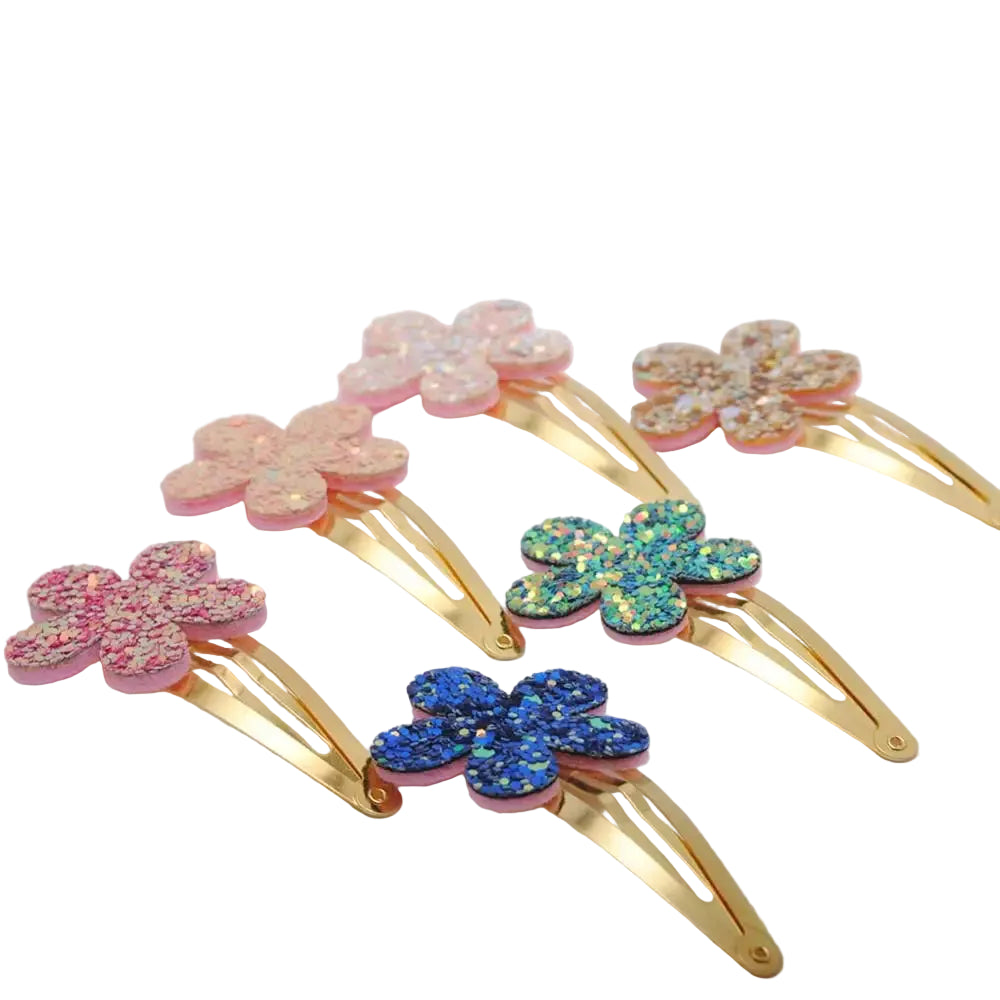 Tejesa 18pcs/lot Gold Plated Hairpins Flower Shape  Kids  Birthday Gift Child Glitter Hair Accessories