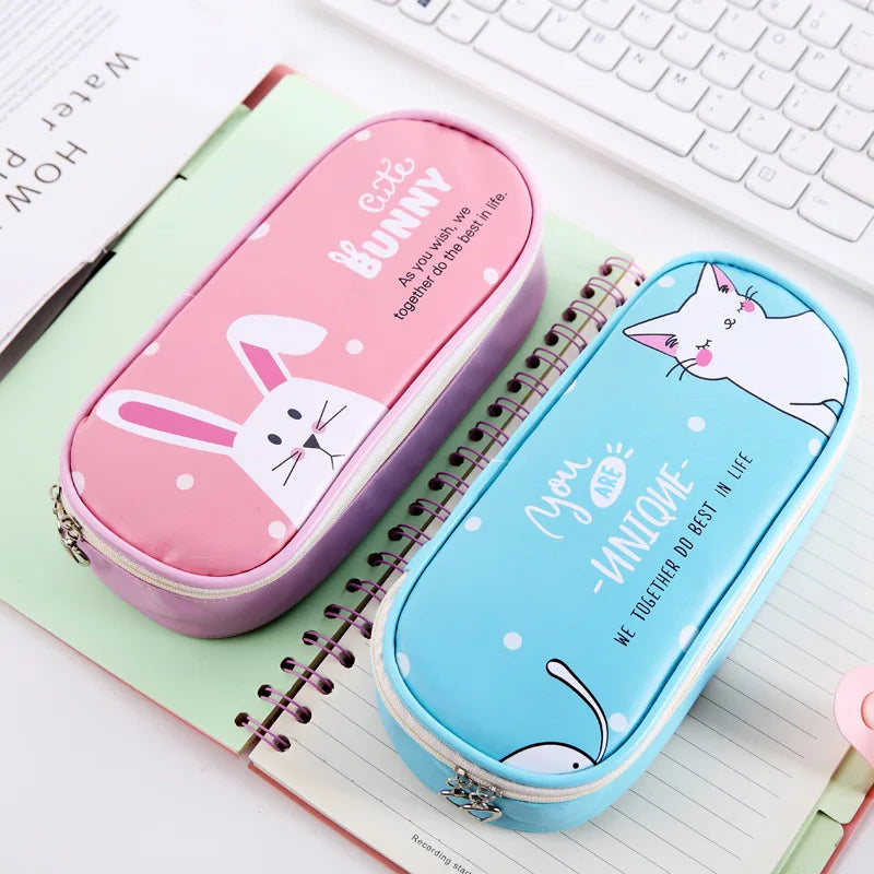 Cartoon Multifunction School Pencil Case & Bags Large Leather Pen Curtain Box For Boy Girl Kids Gift Stationery Supplies