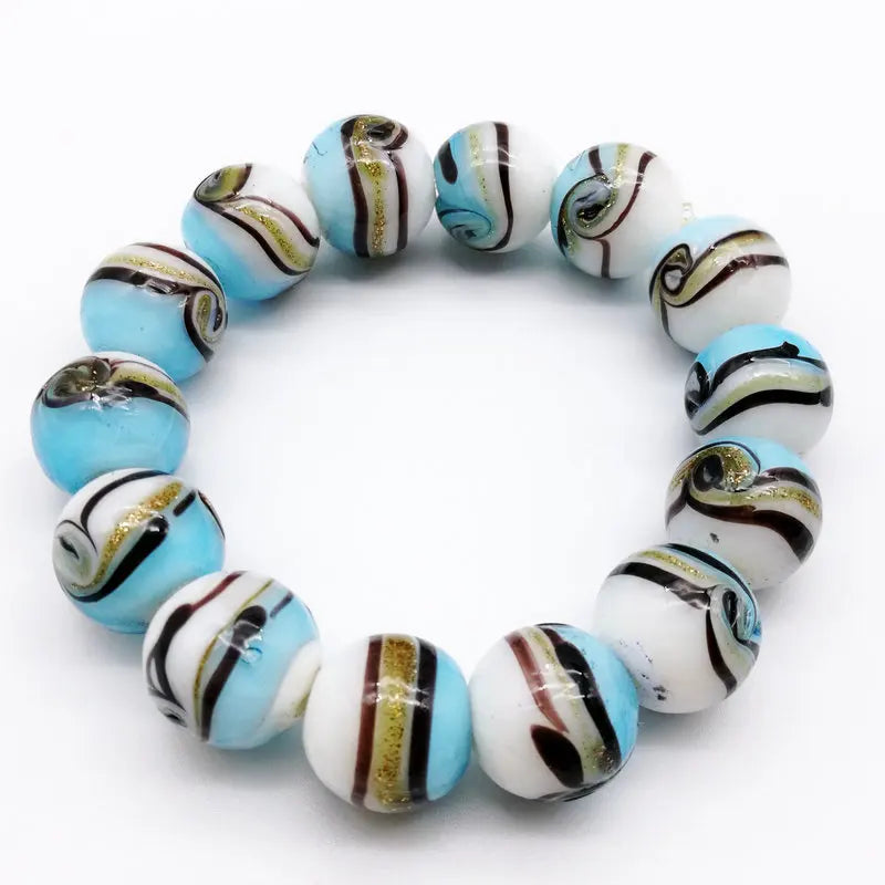 1PCS Fashion Circle Multicolor Lampwork Murano Glass Bangle Red Black Bracelet 14 MM
