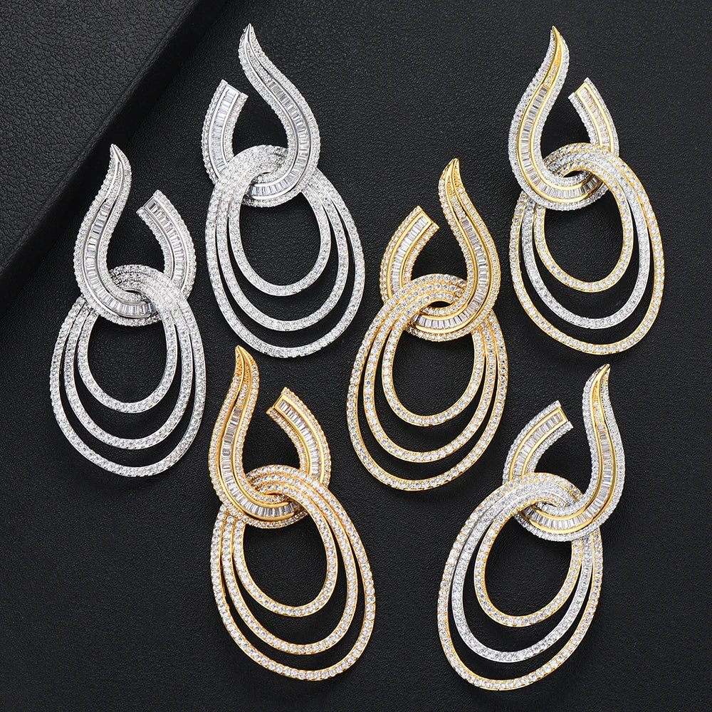 GODKI Luxury Water Drop Long Dangle Earrings For Women Wedding Cubic Zircon Crystal CZ Dubai Bridal Earring Fashion Jewelry 2023