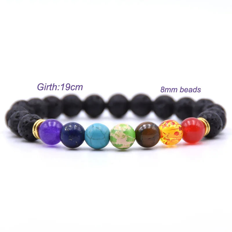 Hemasa 7 Chakra Charms Lava Rock Bracelets For Men Women Essential Oils Diffuser Natural stone Beads Bracelet