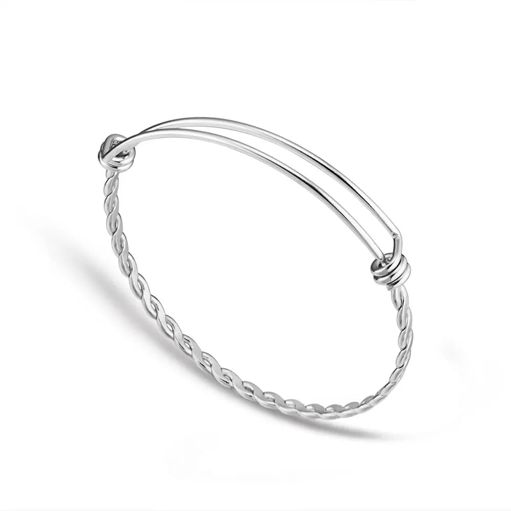 Hemasa 5pcs/Lot Grace Moments 3 Colors Twist Bangles & Bracelets Stainless Steel Adjustable Wire Cuff Bracelet Making DIY Jewelry