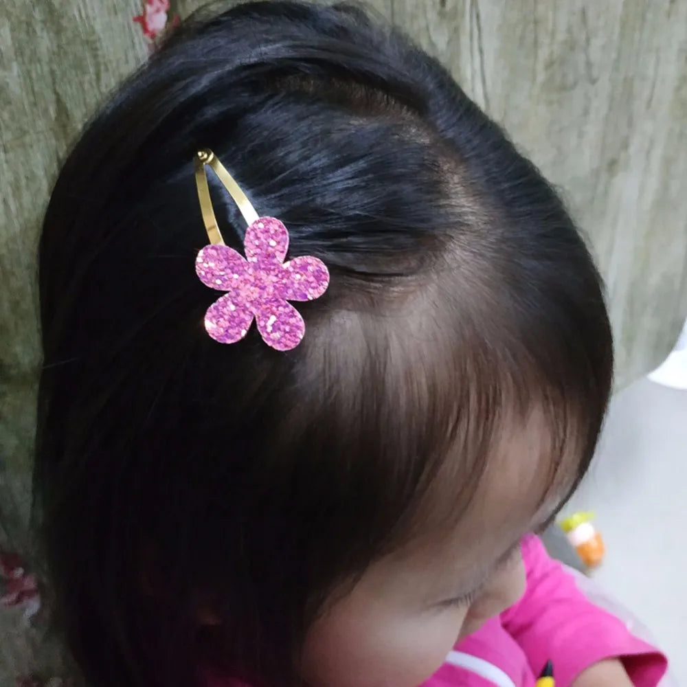 Tejesa 18pcs/lot Gold Plated Hairpins Flower Shape  Kids  Birthday Gift Child Glitter Hair Accessories
