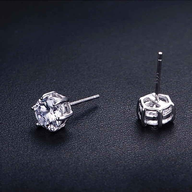 Lekani Round 1.2ct Natural White Topaz Earrings Stud Solid 925 Sterling Silver Anniversary Jewelry New Arrival Nice Gift