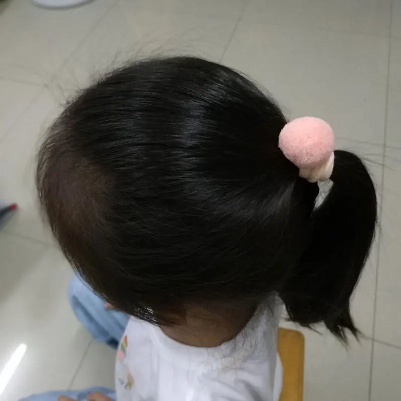 Cute Girls Ponytail Holders Kids Hair Clips Elastic Hair Bands Children Ball Hair Tie Pom Pom Elastic Hair Gum Rope Accessories