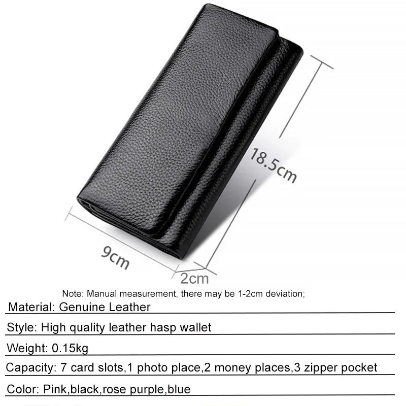 Tejesa Genuine Leather Women Wallets Coin Purse /Female Long Card Holder/ Lady Clutch Wallet with Phone Pockets